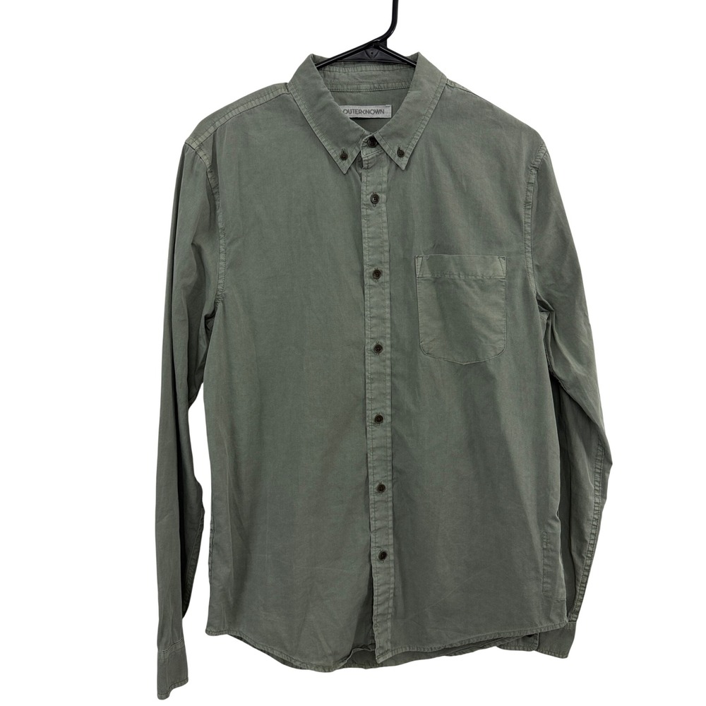 Outerknown Shirt Mens Small Green Button Down Organic Cotton Long Sleeve Casual